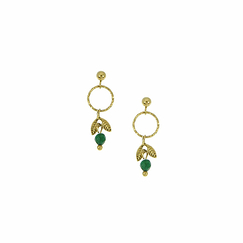 Earrings Leaves Agate