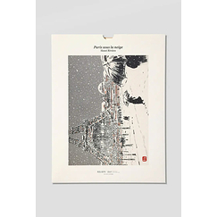 Print 30x40 cm - Paris under the snow - Illustrated edition