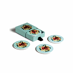 Set of 4 ceramic coasters Tiger Flower - Gangzaï