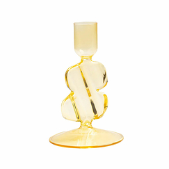 Glass Candle holder Puddle Yellow
