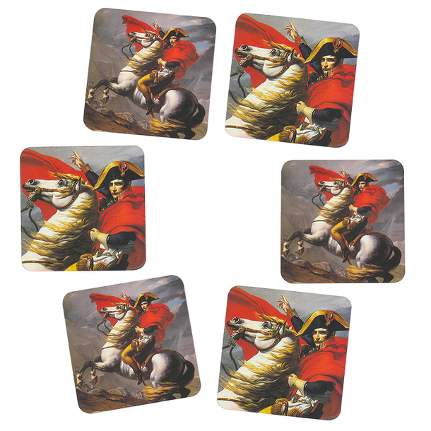 6 Cork coasters Jacques-Louis David - Bonaparte crossing the Great St Bernard Pass