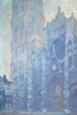 Rouen Cathedral: The gate and the Saint-Romain tower, morning effect, White harmony