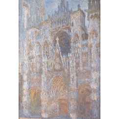 Rouen Cathedral, the gate, morning sun, Blue harmony