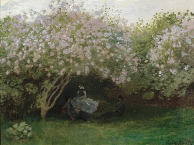 Lilas, temps gris, ou Le repos sous les lilas, jardin de Monet à Argenteuil