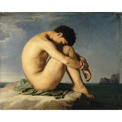 Nude Youth Sitting by the Sea