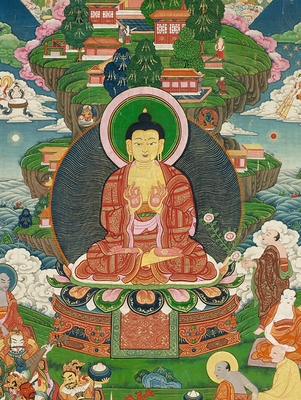 Scène de la vie de Buddha : le grand miracle de Svaravati