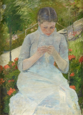 Young Woman Sewing in the Garden, Mary Cassatt