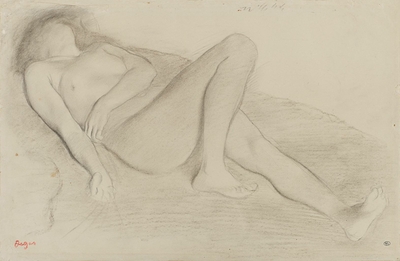 Naked woman, lying on her back