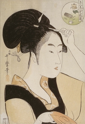 Portrait of a servant of the Suminoe tea house in Shiba