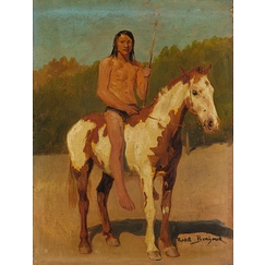 Red skin on horseback