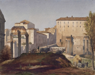 Album d'Italie, antiquités de Rome. Forum et Palatin. Vue du Forum du côté du Tabularium