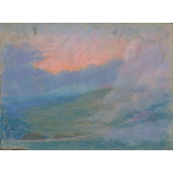 Mountain landscape at sunset with cloud effects