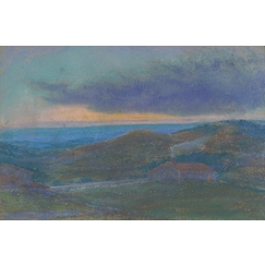 Chaumière au soleil couchant