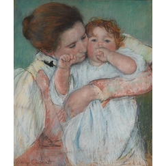 Mother and child on green background or Maternity