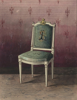 Projet de chaise recouverte d'une tapisserie