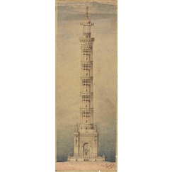 Monumental lighthouse project for Paris, elevation