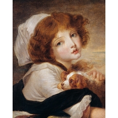 The little girl with a dog