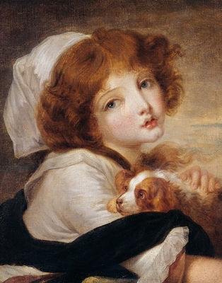 The little girl with a dog
