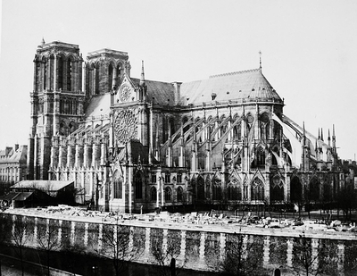 Flan sud de la cathédrale Notre-Dame, Paris vers 1857