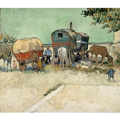 Les roulottes, campement de bohémiens aux environs d'Arles