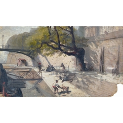 Album des vues de Paris, la berge sous le pont des Beaux-Arts