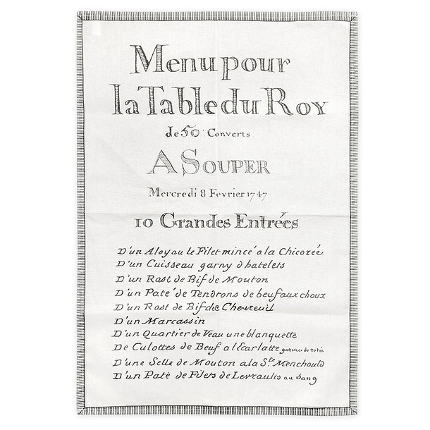 Tea towel "10 Grandes entrées Menu du Roy"