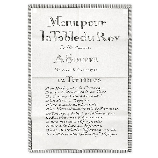 Tea towel "12 Terrines Menu du Roy"