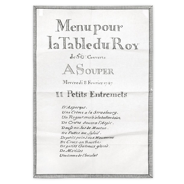 Tea towel "11 Petits entremets Menu du Roy"