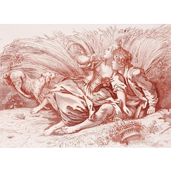 Berger et bergère assis - Péquégnot d'après François Boucher