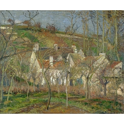 Les toits rouges, coin de village, effet d'hiver