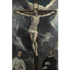 Christ on the Cross worshipped by two donors