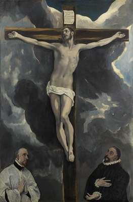 Le Christ en croix adoré par deux donateurs