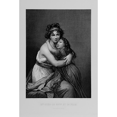 Engraving Mrs Vigée-Le Brun and her daughter Jeanne-Lucie, known as Julie