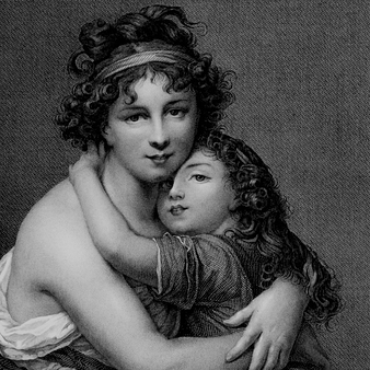 Engraving Mrs Vigée-Le Brun and her daughter Jeanne-Lucie, known as Julie