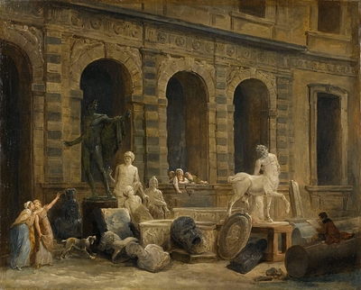 Le Dessinateur d'antiques devant la Petite galerie du Louvre
